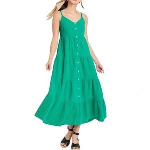 Universal Thread Sleeveless Button-Front Tiered Green Dress